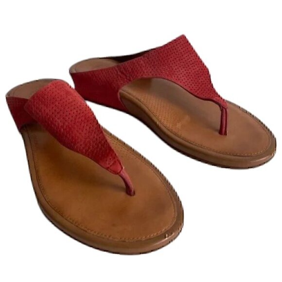 Fitflop Supercomff Women's Coral Red Leather Sandals size 7 - Picture 9 of 11